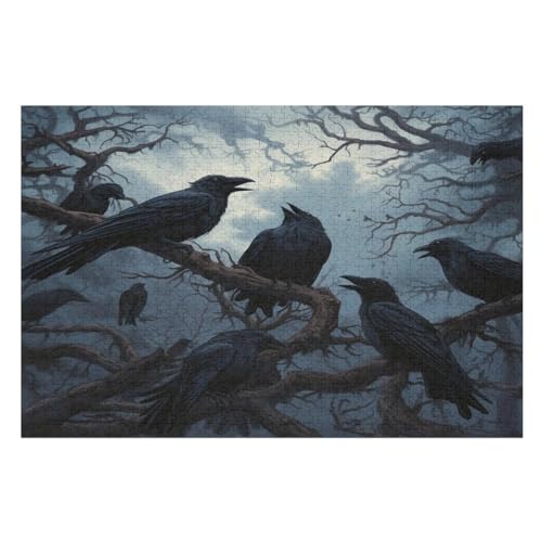 Krähe Puzzles 1000 Teile Erwachsener Kniffel Spaß Für Die Ganze Familie - 1000 Puzzleteilige Motive, Holzpuzzle Kinder Erwachsene, Impossible Puzzle Schwer （75×50cm） von GGJJTT