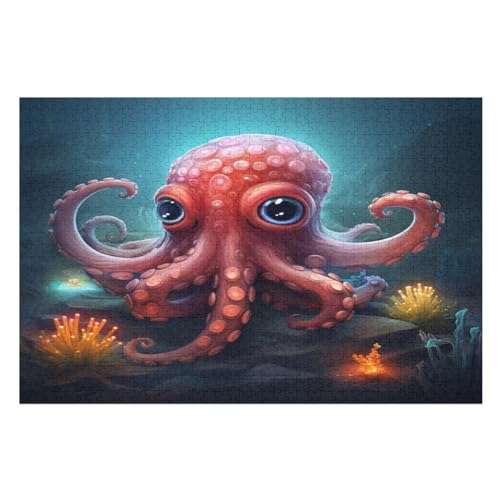 Krake – Puzzle 1000 Teile, Holzpuzzle, Herausforderndes Geschicklichkeitsspiel Für Die Ganze Familie, Kinder Erwachsenenpuzzle Ab 12 Jahren （75×50cm） von GGJJTT