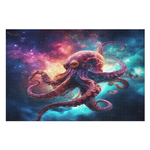 Krake Puzzle Für Erwachsene 1000 Teile Premium 100% Recyceltes Brett Zum Lernen, Lernspielzeug, Familienspiele Kinder Holzpuzzle （75×50cm） von GGJJTT