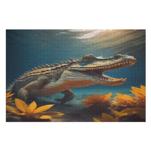 Krokodil,1000 Teile,Holzpuzzle,einzigartiges Puzzle,kreatives Puzzle,Geschenk Für Erwachsene,Familienspiel,Herausforderungsaktivität,（75×50cm） von GGJJTT