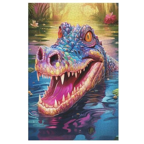 Krokodil 1000 Teile Puzzles Für Erwachsene, Impossible Puzzle, Geschicklichkeitsspiel Für Die Ganze Familie, Kinder Holzpuzzle （78×53cm） von GGJJTT
