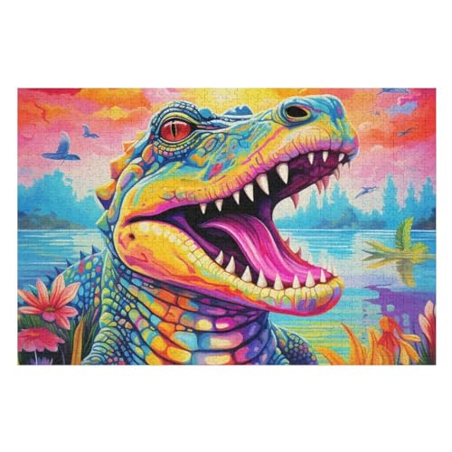 Krokodil Puzzle 1000 Teile, Holzpuzzle Für Erwachsene Kinder, Impossible Puzzles, Geschicklichkeitsspiel Für Die Ganze Familie 75×50cm Krokodil Puzzle 1000 Teile, Holzpuzzle Für Erwachsene Kinder, Impossible Puzzles, Geschicklichkeitsspiel Für Die Ganze Familie 75×50cm von GGJJTT