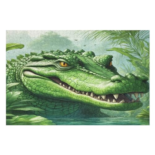 Krokodil Puzzle 1000 Teile, Holzpuzzle Für Erwachsene Kinder, Impossible Puzzles, Geschicklichkeitsspiel Für Die Ganze Familie 75×50cm von GGJJTT