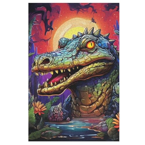 Krokodil Puzzle Für Erwachsene 1000 Teile Premium 100% Recyceltes Brett Zum Lernen, Lernspielzeug, Familienspiele Kinder Holzpuzzle （78×53cm） von GGJJTT