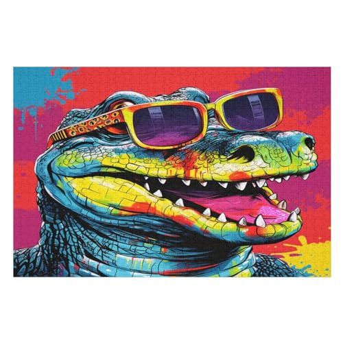 Krokodil Puzzles 1000 Teile Erwachsener Kniffel Spaß Für Die Ganze Familie, Holzpuzzle Kinder Erwachsene, Impossible Puzzle Schwer 75×50cm von GGJJTT