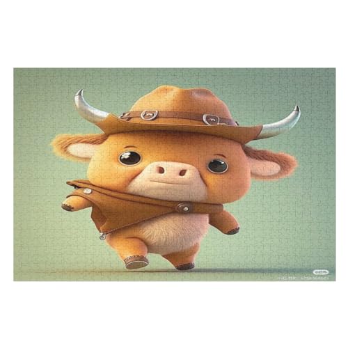 Kuh -Puzzle, 1000 Teile,Holzpuzzle Für Erwachsene Kinder, Lustiges Spielzeug, Denkspiel, Spielzeug, Bildungsspiel, Herausforderung, Pädagogisch, （75×50cm） von GGJJTT