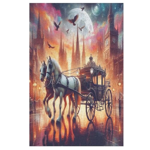 Kutschenmuster Puzzle Für Erwachsene 1000 Teile Premium 100% Recyceltes Brett Zum Lernen, Lernspielzeug, Familienspiele Kinder Holzpuzzle （78×53cm） von GGJJTT