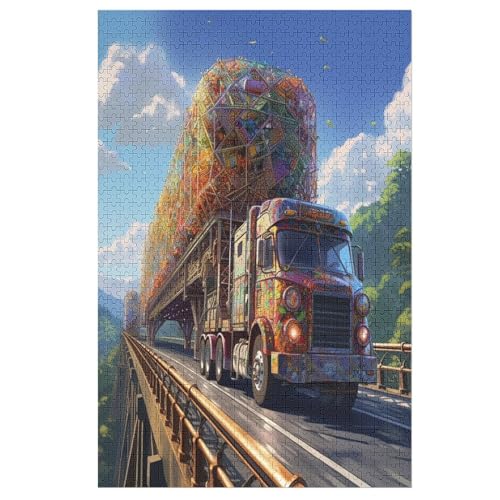 LKW,1000 Teile,Holzpuzzle,einzigartiges Puzzle,kreatives Puzzle,Geschenk Für Erwachsene,Familienspiel,Herausforderungsaktivität,（78×53cm） von GGJJTT