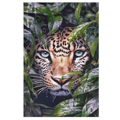 Leopard Holzpuzzle 1000 Teile, Knobelspiele Für Erwachsene, Teenager, Puzzles Unmögliche - Kinder Puzzle Zimmer Deko （78×53cm） von GGJJTT