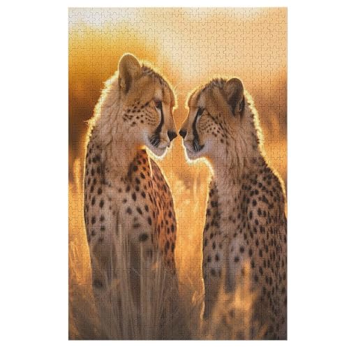 Leopard -Puzzle, 1000 Teile,Holzpuzzle Für Erwachsene Kinder, Lustiges Spielzeug, Denkspiel, Bildungsspiel, （78×53cm） von GGJJTT