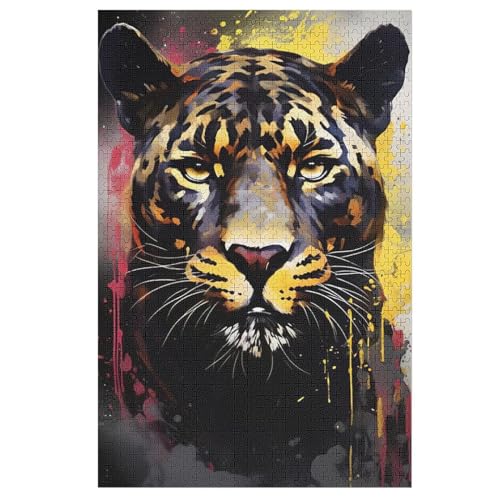 Leopard -Puzzle, 1000 Teile,Holzpuzzle Für Erwachsene Kinder, Lustiges Spielzeug, Denkspiel, Bildungsspiel, 78×53cm von GGJJTT