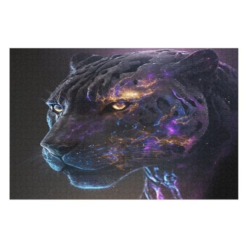 Leopard -Puzzle, 1000 Teile,Holzpuzzle Für Erwachsene Kinder, Lustiges Spielzeug, Denkspiel, Spielzeug, Bildungsspiel, Herausforderung, Pädagogisch, （75×50cm） von GGJJTT