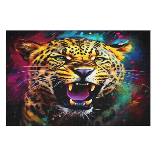 Leopard – Puzzle 1000 Teile, Holzpuzzle, Herausforderndes Geschicklichkeitsspiel Für Die Ganze Familie, Kinder Erwachsenenpuzzle Ab 12 Jahren （75×50cm） von GGJJTT