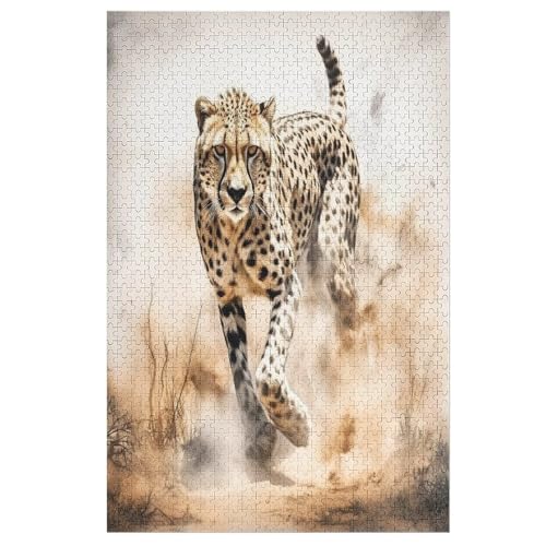 Leopard Puzzle Für Erwachsene 1000 Teile Premium 100% Recyceltes Brett Zum Lernen, Lernspielzeug, Familienspiele Kinder Holzpuzzle （78×53cm） von GGJJTT