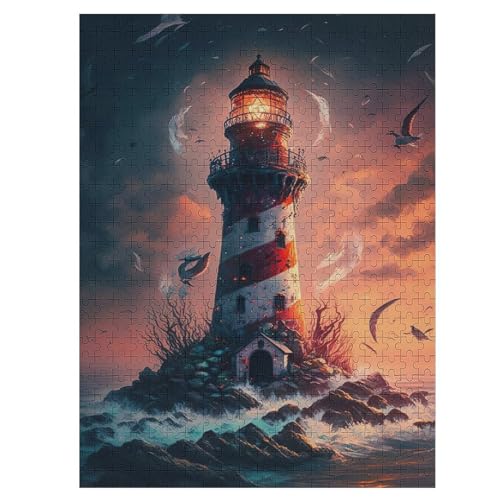 Leuchtturm 500 Teile Puzzle, Holzpuzzle, Puzzles Für Erwachsene Kinder, 500 Teile Puzzle Für Jugendliche & Erwachsene Lernspiel Herausforderungsspielzeug （55×41cm） von GGJJTT