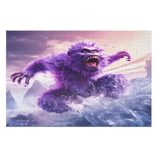 Lila Orang-Utan Puzzle Für Erwachsene 1000 Teile Premium 100% Recyceltes Brett Zum Lernen, Lernspielzeug, Familienspiele Kinder Holzpuzzle （75×50cm） von GGJJTT