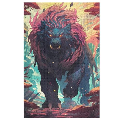 Löwe Holzpuzzle 1000 Teile, Knobelspiele Für Erwachsene, Teenager, Puzzles Unmögliche - Kinder Puzzle Zimmer Deko 78×53cm von GGJJTT