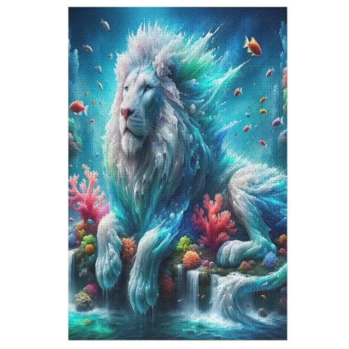 Löwe Holzpuzzle 1000 Teile Klassische Puzzles Erwachsene Kinder Puzzle DIY Kit Holzspielzeug Einzigartiges Geschenk （78×53cm） von GGJJTT