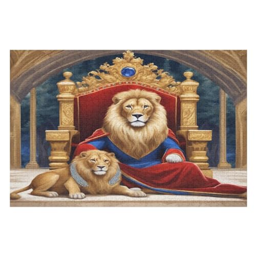 Löwe Holzpuzzle Erwachsene - 1000 Teiliges Jigsaw Knobelspiel - Puzzle Für Erwachsene & Kinder - Outdoor & Reisespielzeug - Geduldspiel （75×50cm） von GGJJTT