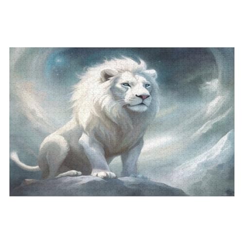 Löwe -Puzzle, 1000 Teile,Holzpuzzle Für Erwachsene Kinder, Lustiges Spielzeug, Denkspiel, Spielzeug, Bildungsspiel, Herausforderung, Pädagogisch, （75×50cm） von GGJJTT