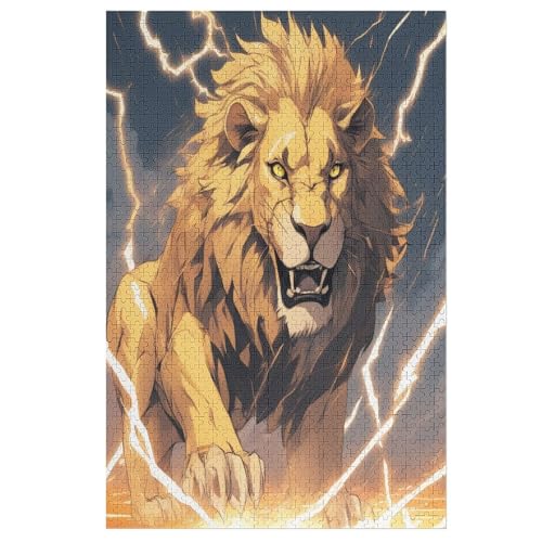 Löwe Puzzle Für Erwachsene 1000 Teile Premium 100% Recyceltes Brett Zum Lernen, Lernspielzeug, Familienspiele Kinder Holzpuzzle （78×53cm） von GGJJTT