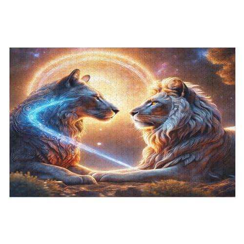 Löwe Puzzles 1000 Teile Erwachsener Kniffel Spaß Für Die Ganze Familie - 1000 Puzzleteilige Motive, Holzpuzzle Kinder Erwachsene, Impossible Puzzle Schwer （75×50cm） von GGJJTT