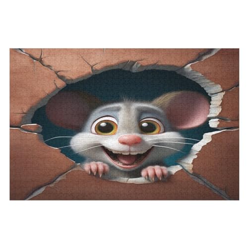 Maus Holzpuzzle Erwachsene - 1000 Teiliges Jigsaw Knobelspiel - Puzzle Für Erwachsene & Kinder - Outdoor & Reisespielzeug - Geduldspiel （75×50cm） von GGJJTT