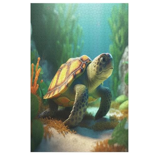 Meeresschildkröten Puzzles 1000 Teile Erwachsener Kniffel Spaß Für Holzpuzzle Kinder Erwachsene, Impossible Puzzle Schwer （78×53cm） von GGJJTT