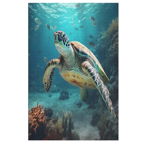 Meeresschildkrötes Puzzle Für Erwachsene 1000 Teile Premium 100% Recyceltes Brett Zum Lernen, Lernspielzeug, Familienspiele Kinder Holzpuzzle （78×53cm） von GGJJTT