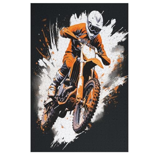 Motocross Holzpuzzle 1000 Teile Klassische Puzzles Erwachsene Kinder Puzzle DIY Kit Holzspielzeug Einzigartiges Geschenk （78×53cm） von GGJJTT