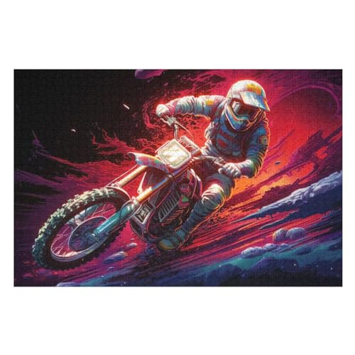 Motocross -Puzzle, 1000 Teile,Holzpuzzle Für Erwachsene Kinder, Lustiges Spielzeug, Denkspiel, Spielzeug, Bildungsspiel, Herausforderung, Pädagogisch, （75×50cm） von GGJJTT