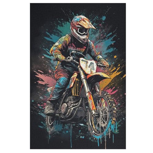 Motocross Puzzle Für Erwachsene 1000 Teile Premium 100% Recyceltes Brett Zum Lernen, Lernspielzeug, Familienspiele Kinder Holzpuzzle （78×53cm） von GGJJTT