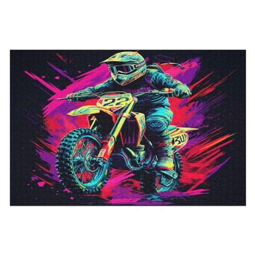 Motorrad Holzpuzzle Erwachsene - 1000 Teiliges Jigsaw Knobelspiel - Puzzle Für Erwachsene & Kinder - Outdoor & Reisespielzeug - Geduldspiel （75×50cm） von GGJJTT