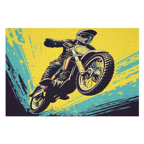 Motorrad Holzpuzzle Für Erwachsene Teenager Stress Abbauen Familien-Puzzlespiel Poster 1000-teiliges Puzzle Kinder Lernspiel 75×50cm von GGJJTT