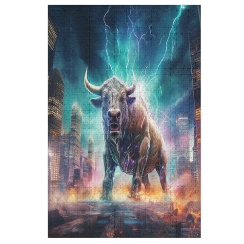 Rhinozeros Holzpuzzle Erwachsene - 1000 Teiliges Jigsaw Knobelspiel - Puzzle Für Erwachsene & Kinder - Outdoor & Reisespielzeug （78×53cm） von GGJJTT