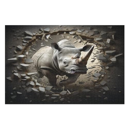 Nashorn Puzzle Für Erwachsene 1000 Teile Premium Recyceltes Brett Zum Lernen, Lernspielzeug, Familienspiele Kinder Holzpuzzle 75×50cm Nashorn Puzzle Für Erwachsene 1000 Teile Premium Recyceltes Brett Zum Lernen, Lernspielzeug, Familienspiele Kinder Holzpuzzle 75×50cm von GGJJTT