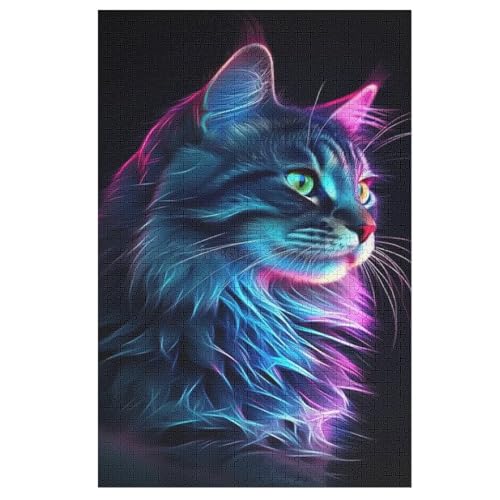 Neon Katze Dark Holzpuzzle Für Erwachsene Teenager Stress Abbauen Familien-Puzzlespiel Poster 1000-teiliges Puzzle Kinder Lernspiel 78×53cm Neon Katze Dark Holzpuzzle Für Erwachsene Teenager Stress Abbauen Familien-Puzzlespiel Poster 1000-teiliges Puzzle Kinder Lernspiel 78×53cm von GGJJTT