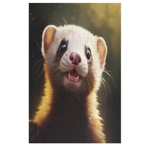 Nerz Puzzles 1000 Teile Erwachsener Kniffel Spaß Für Die Ganze Familie - 1000 Puzzleteilige Motive, Holzpuzzle Kinder Erwachsene, Impossible Puzzle Schwer （78×53cm） von GGJJTT