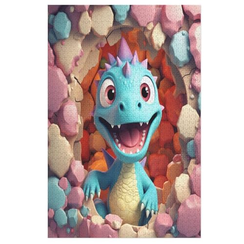 Niedlicher Dinosaurierier 1000 Teile Puzzles Holzpuzzle Familienpuzzlespiel Stressabbau-Puzzle Kinder Ab 12 Jahren 78×53cm von GGJJTT