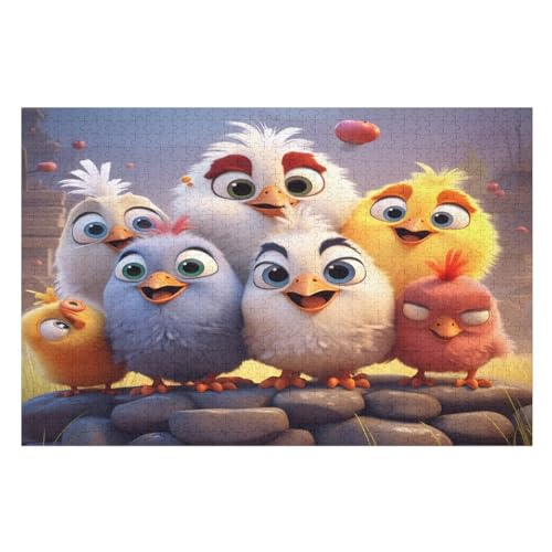 Niedliches Huhn -Puzzle, 1000 Teile,Holzpuzzle Für Erwachsene Kinder, Lustiges Spielzeug, Denkspiel, Spielzeug, Bildungsspiel, Herausforderung, Pädagogisch, （75×50cm） von GGJJTT