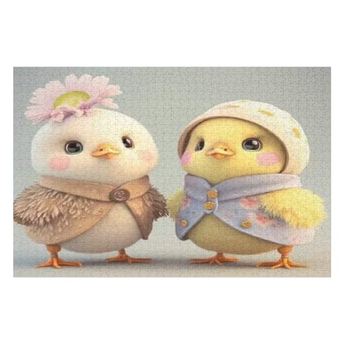 Niedliches Huhn Puzzles 1000 Teile Erwachsener Kniffel Spaß Für Die Ganze Familie - 1000 Puzzleteilige Motive, Holzpuzzle Kinder Erwachsene, Impossible Puzzle Schwer （75×50cm） von GGJJTT