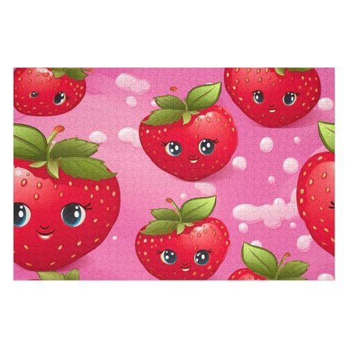 Obst-Erdbeere 1000 Teile Premium-Puzzles Für Erwachsene Kinder- Holzpuzzles Spaß Und Lernspiele - Perfekte Puzzle-Geschenke （75×50cm） von GGJJTT