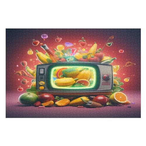 Obst Pattern Puzzles 1000 Teile Erwachsener Kniffel Spaß Für Die Ganze Familie, Holzpuzzle Kinder Erwachsene, Impossible Puzzle Schwer 75×50cm von GGJJTT