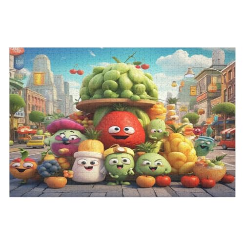 Obst Puzzle Für Erwachsene 1000 Teile Premium 100% Recyceltes Brett Zum Lernen, Lernspielzeug, Familienspiele Kinder Holzpuzzle （75×50cm） von GGJJTT