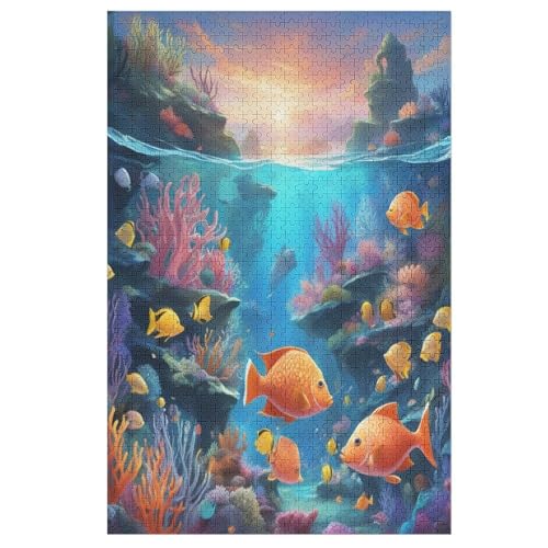 Ocean Fisch Puzzles 1000 Teile Erwachsener Kniffel Spaß Für Die Ganze Familie - 1000 Puzzleteilige Motive, Holzpuzzle Kinder Erwachsene, Impossible Puzzle Schwer （78×53cm） von GGJJTT