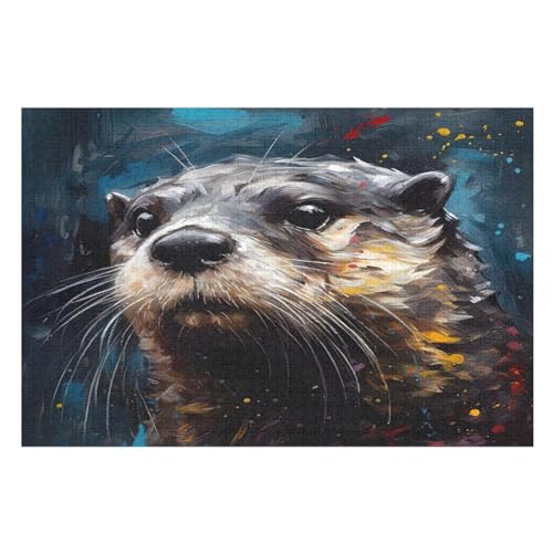 Otter -Puzzle, 1000 Teile,Holzpuzzle Für Erwachsene Kinder, Lustiges Spielzeug, Denkspiel, Spielzeug, Bildungsspiel, Herausforderung, Pädagogisch, （75×50cm） von GGJJTT