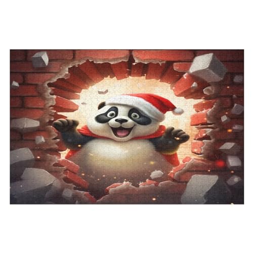 Panda Holzpuzzle 1000 Teile, Knobelspiele Für Erwachsene, Teenager, Puzzles Unmögliche - Kinder Puzzle Zimmer Deko （75×50cm） von GGJJTT