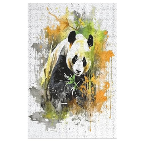 Panda Holzpuzzle Erwachsene - 1000 Teiliges Jigsaw Knobelspiel - Puzzle Für Erwachsene & Kinder - Outdoor & Reisespielzeug （78×53cm） von GGJJTT