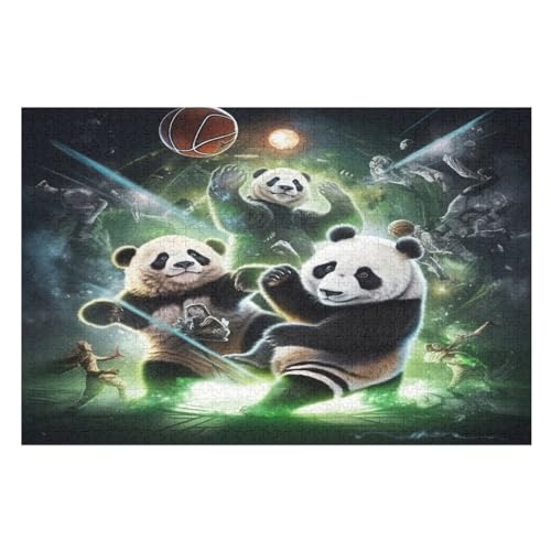 Panda Puzzle Für Erwachsene 1000 Teile Premium 100% Recyceltes Brett Zum Lernen, Lernspielzeug, Familienspiele Kinder Holzpuzzle （75×50cm） von GGJJTT