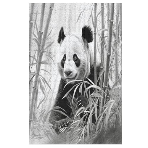 Panda Puzzle Für Erwachsene 1000 Teile Premium 100% Recyceltes Brett Zum Lernen, Lernspielzeug, Familienspiele Kinder Holzpuzzle （78×53cm） von GGJJTT
